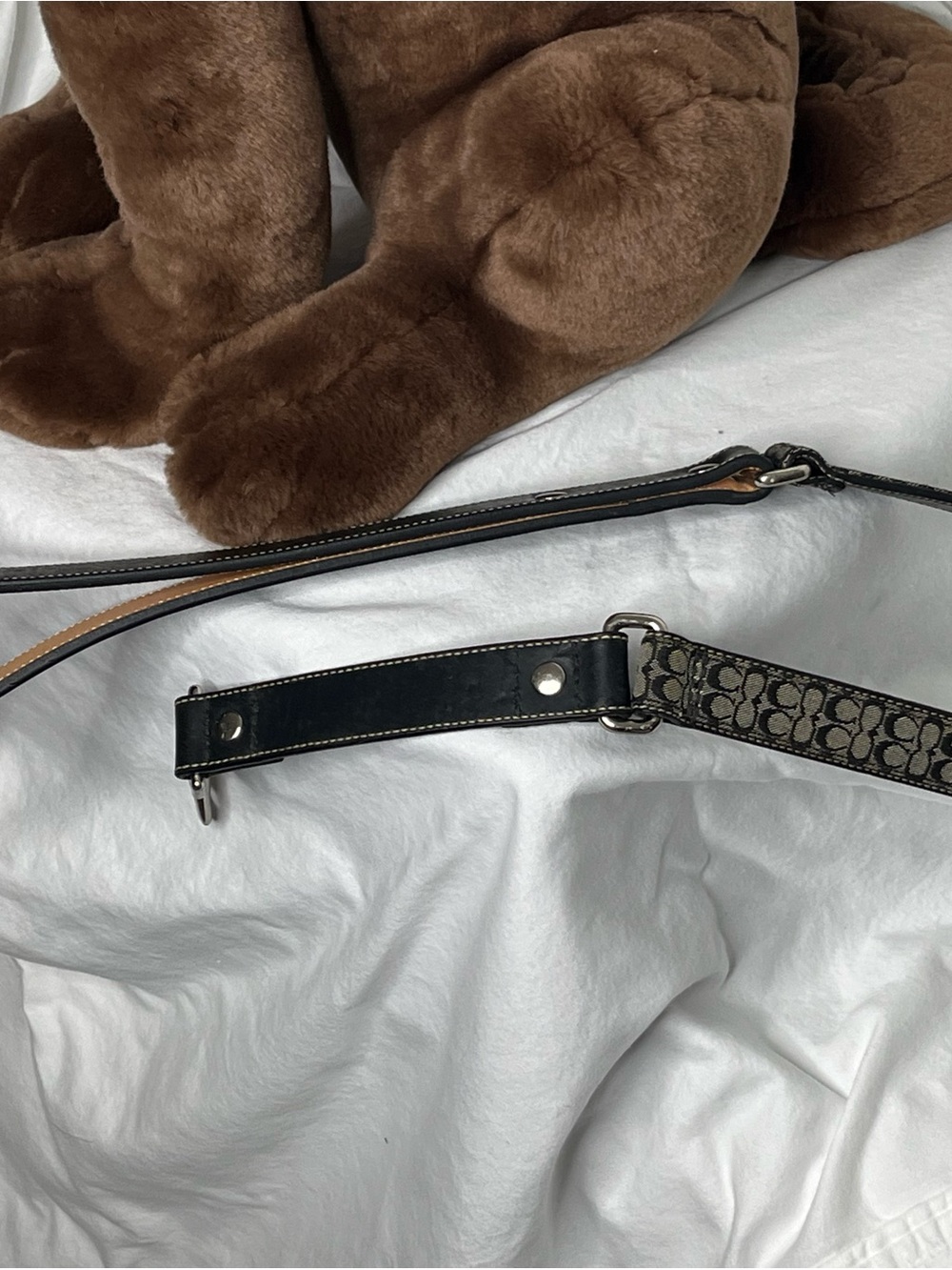 Coach Black Leather Dog Leash with Silver-Tone Hardware and Stitching - Picture 3 of 7